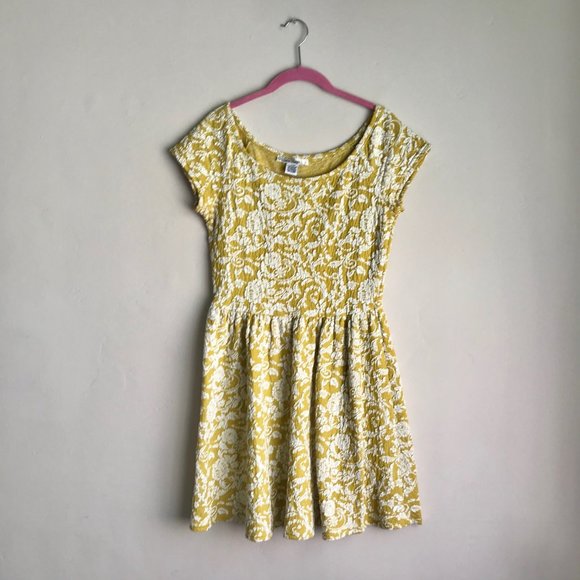 Sans Souci / Yellow Embroidered Mini Dress - Picture 1 of 5
